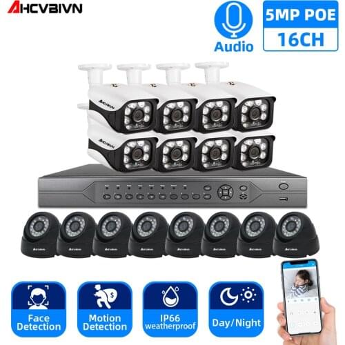 H.265 16CH CCTV Systems Camera NVR 4k Ultra HD Waterproof 5.0MP Security IP Camera P2P Video Surveillance System Set