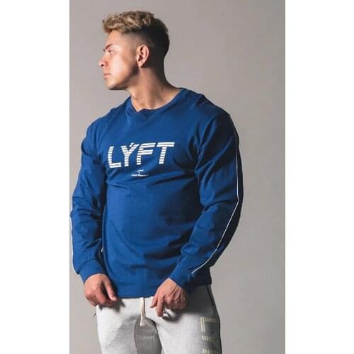 Gyms Cotton Long Sleeve T-shirt Mens Sports Printing Sweatshirt Men Fitness Running Casual T-shirt
