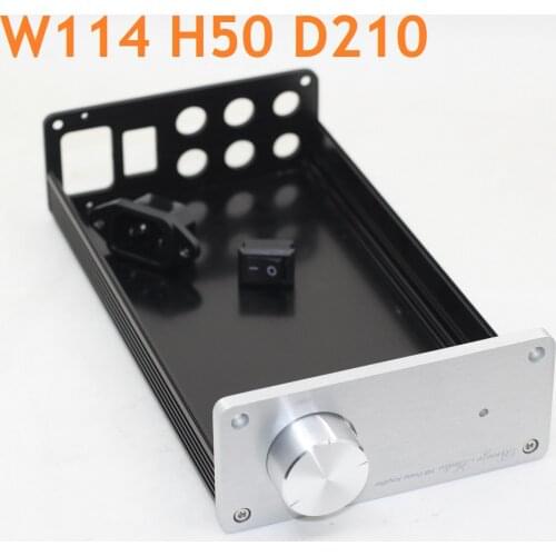 W114 H50 D210 DIY Aluminum Enclosure Case Power Amplifier Supply Chassis Head Phone Amp Project Box Preamplifier Cabinet