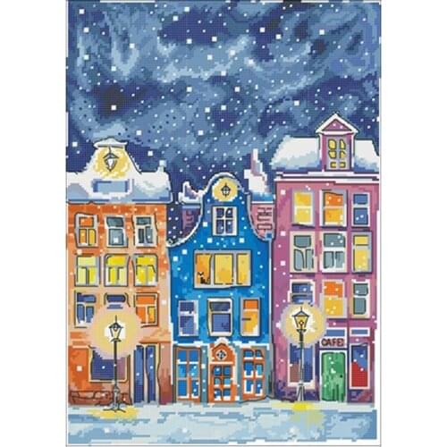 Colorful town patterns Counted Cross Stitch 11CT 14CT 18CT DIY Chinese Cross Stitch Kits Embroidery Needlework Sets home decor