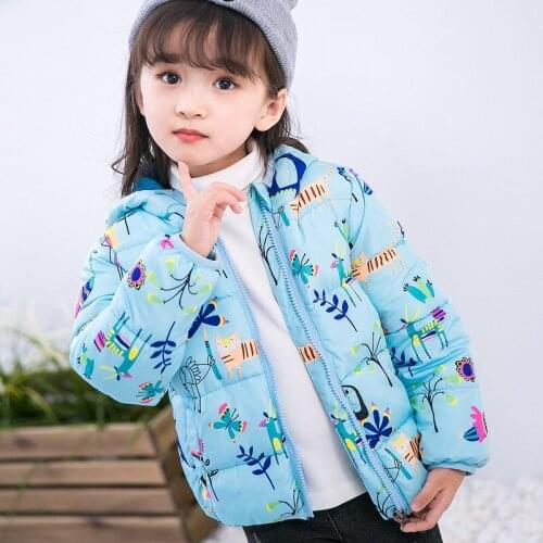 Baby Girls Jacket 2018 Childrens Thicken Winter Coat Girls Cute Printing Warm Coats Winter Cotton Cartoon Hooded Outerwear