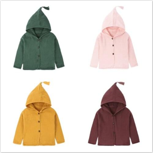 Baby Girls Jackets Kids Tops Shirt Baby Boys Clothing Tassel Hat Design Cotton Linen Children clothes Blouse Toddler Coats