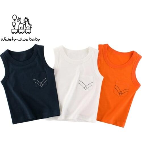Summer new kids clothing cotton vest boys and girls solid color sleeveless sling 2-8Y kids casual tops