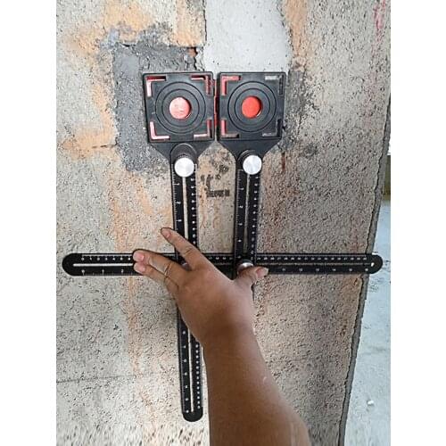 Ceramic Tile Hole Locator Universal Adjustable Mud Tile Glass Fixed Punch Multi-functional Tiling Tool DoubleHead Folding Ruler