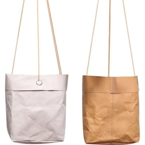 Multi-Function Home Wear-Resistant Storage Bags Reusable Bag Washable Kraft Paper Basket Plant Flowers Pots Hanging Basket Bag