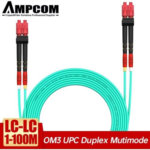 Fiber Patch Cable, AMPCOM 10G Gigabit Fiber Optic Cables with LC to SC Multimode OM3 Duplex 50/125 LSZH