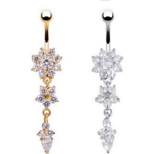 Fashion Women Flowers Peice Anti Allergy Simple Lounger Earrings Ear Nail Belly Button Rings Navel Piercing Zircon Steel Metal