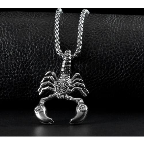 Men Hip Hop Jewelry Scorpio Long Chain Silver Color Scorpion Pendant Necklace for Men Women Punk Rock Christmas Jewelry Gift