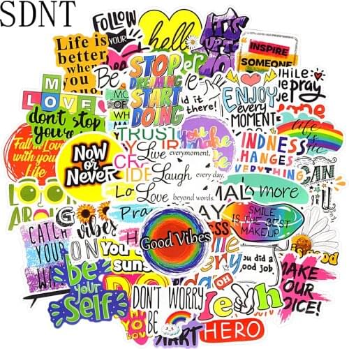 50 PCS Motivational Phrases Stickers Aesthetic Inspirational Quotes Art Cute Anime Waterproof Stickers for Laptop Scrapbooking