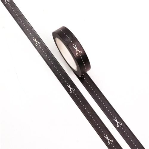 NEW 10pcs/Lot Decorative Kawaii Scissors Dotted Line Silver Foil Washi Tapes DIY Bullet Journal Adhesive Masking Tape Papeleria