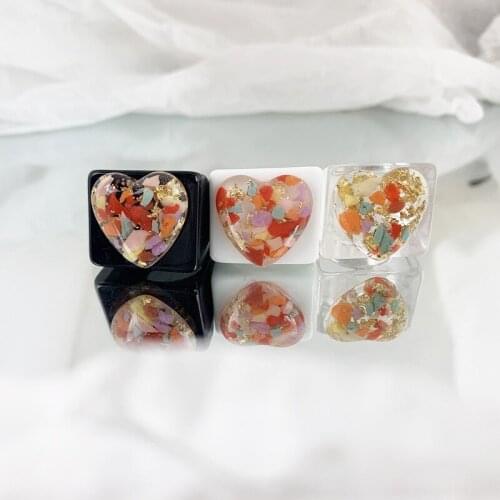 New Homemade Love Color Ring DIY Cute Statement Transparent Resin Ring Summer Color Party Accessories Wholesale Jewelry