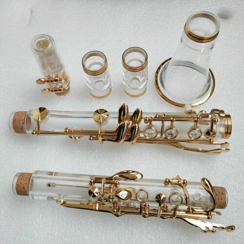 Excellent Clarinet with Cases Bb Plexiglass Gold Plating