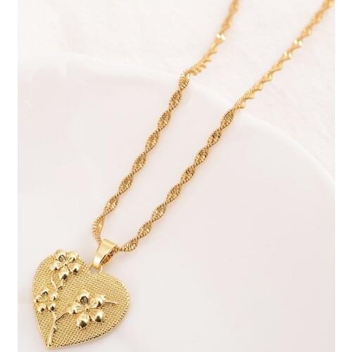 Heart Necklace with Pendant Women/Men Loverss Jewelry Valentines Gift Wholesale Gold Color Romantic Fancy DIY charms Bijoux
