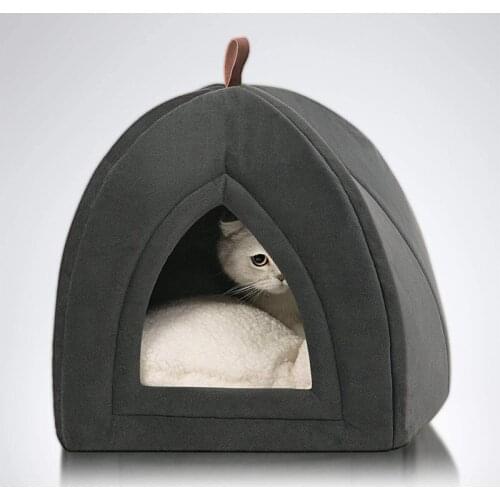 Portable Cat House Warm Soft Pet Beds Tent Removable Washable Cats Nest Litter Puppy Kennel With Plush Soft Cushion Kitty Tent