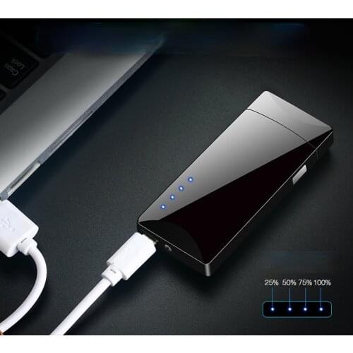 Gift Fingerprint Touch Sensor Lighter Battery Display Charging USB Arc Cigarette Lighter Gadgets for Men Technology Encendedores