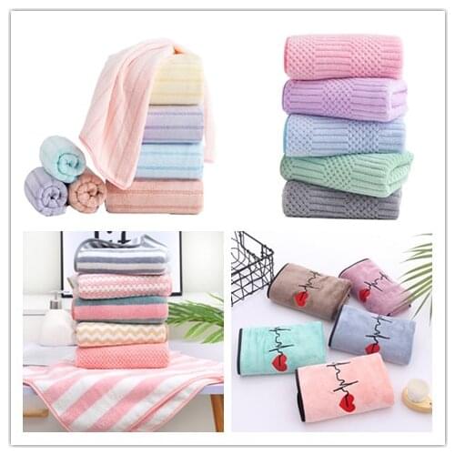 5Pcs Coral Fleece Face Towel 35*75cm Bathroom Home Towels for Kitchen Thicker Quick Dry Cloth for Cleaning Absorbent Towel Gift