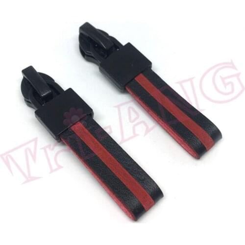 20pcs/lot, Fashion 5# Red-Black PU Zipper Sliders Exclusive to Reverse Nylon Zipper