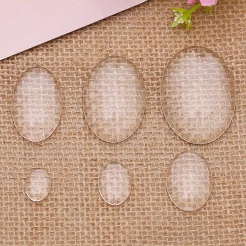 10pcs 18x25/30x40mm Transparent Clear Flat Glass Cabochon&Oval Ellipse Glass Dome Cover Pendant Cameo Settings