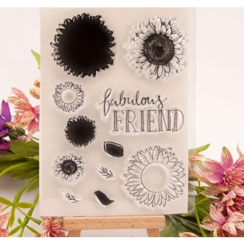 Sunflower FRIEND Transparent Seal Clear Silicone Stamp Cutting DIY Scrapbooking Rubber Coloring Embossing Diary Decor Reusable
