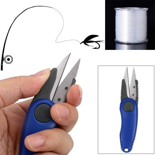 Fold Scissor Fishing Line Cut Clipper Sharp Fish Line Scissors Shrimp-Shaped Fishing Tackle Accessories Portable