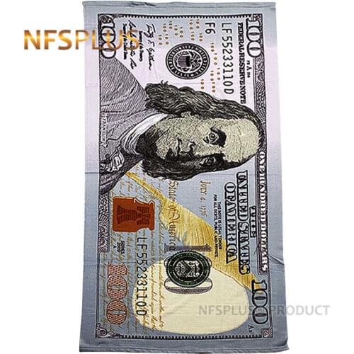 New 100 Dollar Travel Beach Towel 70x140cm Quick Dry Absorbent Cute Design Printed Pool Swim Sport Bath Towels For Adults