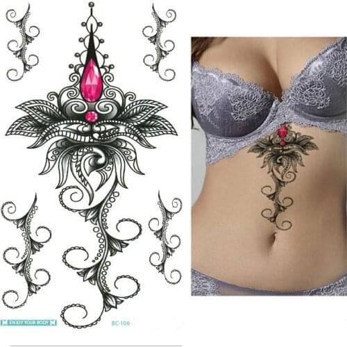1pcs Temp Body Art Lower Back Temporary Tattoos Fantasy Fake Tattoo for Women Girls Adult Tribal Flower Waterproof Stickers