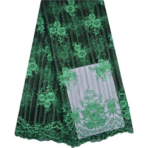 Green Burgundy Nigerian Lace Fabrics High Quality African Tulle Net Lace With Stones Beads Gold Lace Fabric 1238
