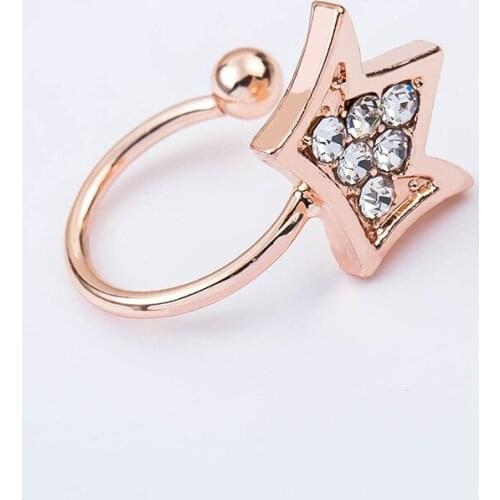 Crystal Crown Metallic Golden Silver Plated Ear Cuff Women Clip Earrings Wrap Earrings