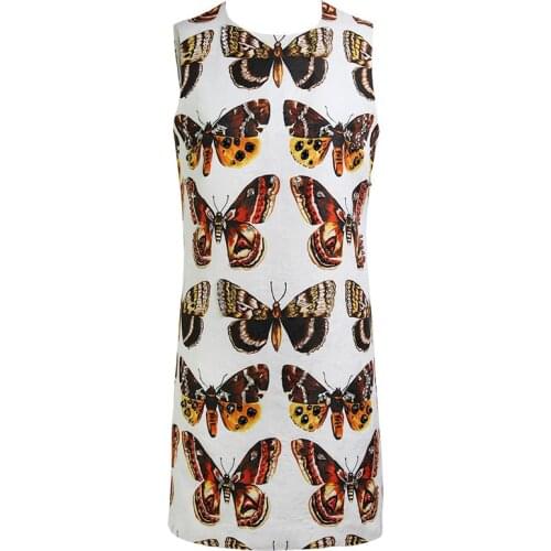 New Runway Designer Plus Size 3XS-10XL Summer New Round Neck Sleeveless Butterfly Printing Dress Fashion A-line