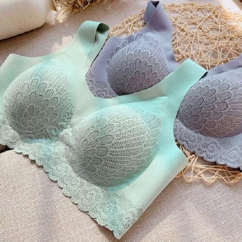 Ladies Sexy Breathable Underwear Female Intimates Non-slip Comfortable Solid Color Seamless Bra Padded Bralette Lingerie