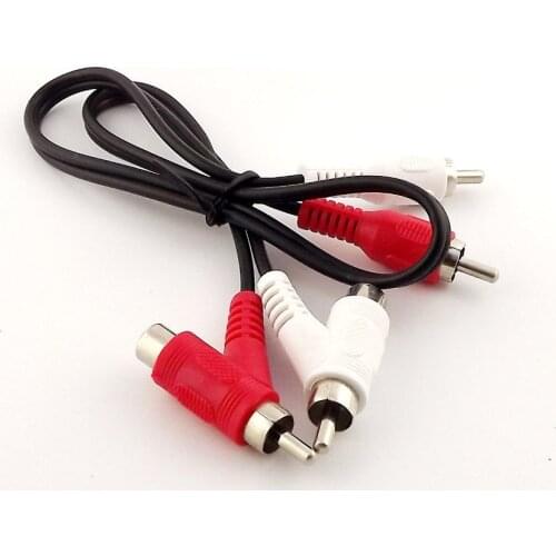 1pc RCA Audio Piggyback Stereo Connector Cable 2 Male to Male + Female Piggy Back 1.5FT 50cm / 1.5M 5FT
