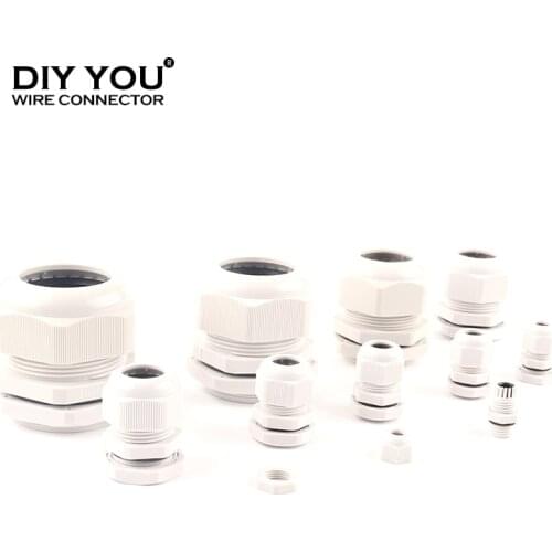 10pcs PG White TYPE IP68 Waterproof Cable Gland Connectors PG7 for 4-6.5mm PG9/11/13.5/16/21/29/36/42/48 Nylon Plastic Connector