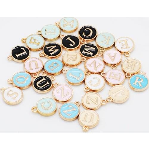26pcs/lot 12*15mm New Arrival Enamel A-Z Alphabet Initial Letter Charms Handmade Pendant For Diy Bracelet Jewelry Making