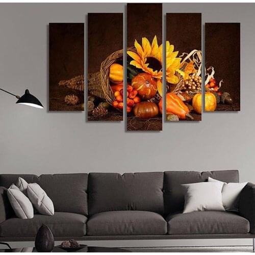 5 Pieces Wall Art Canvas Painting Natural Scenery Poster Treasure Bowl Home Decoration Modern Pictures For Kids Room Framed
