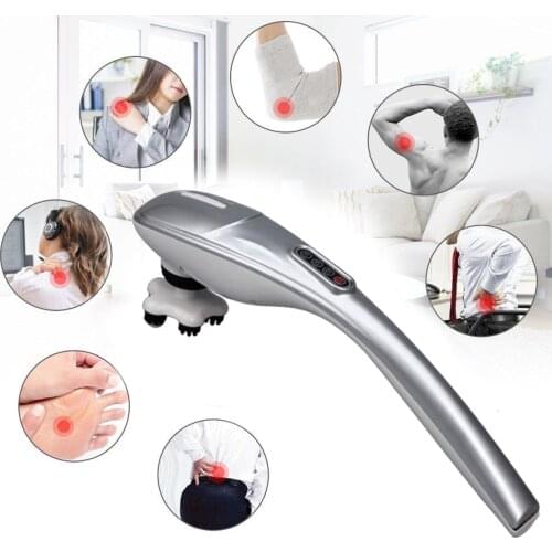 5 In 1 Electric Cervical Roller Neck Body Massager Acupressure Hand Held Vertebrae Infrared Massage Vibrator W/ Control Panel