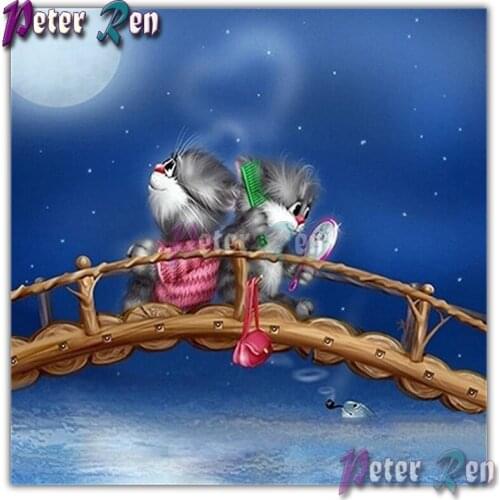 5d animal Cat and lady night orgy Diamond embroider Square Round Diamond Painting Diy Diamond Mosaic cross stitch Children gift