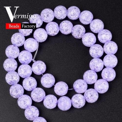 A+Purple Crack Quartzs Crystal Beads Natural Stone Loose Beads For Jewelry Making Diy Bracelet Accessories 15"Frizzling Pearl