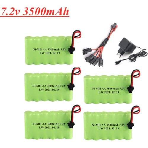7.2V 3500mah NiMH Battery For Rc toys Cars Tanks Trains Robot Boat Guns upgrade Ni-MH AA 3000mah 7.2v Battery charger set