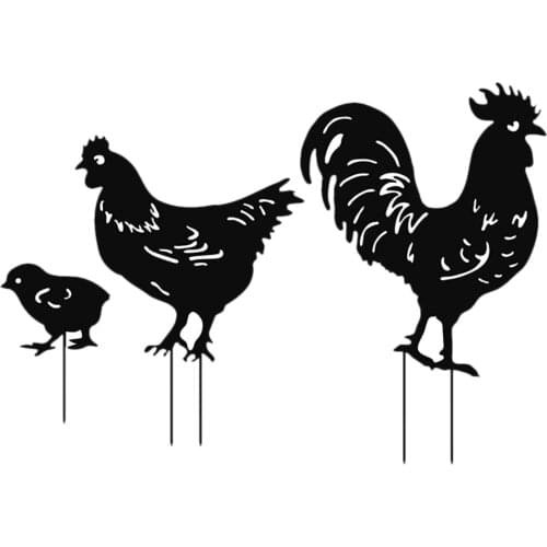 3x Acrylic Rooster Hen Decor, Chicken Yard Art Garden Lawn Floor Ornament, Animal Shape Decor for Outdoor Lawn Garden Backyard