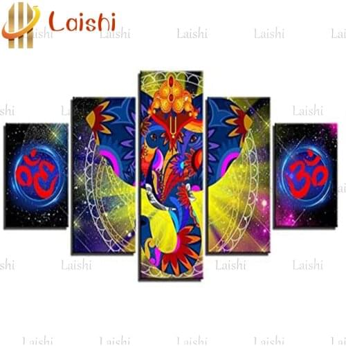 5pcs DIY diamond painting Abstract animal elephant cross stitch full square / round drill 5D handmade gift home decoration