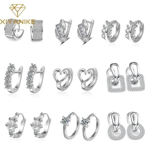 XIYANIKE 925 Sterling Silver Variety Irregular Zircon Hoop Earrings Female Simple Fashion High Quality Jewelry Prevent Allergy