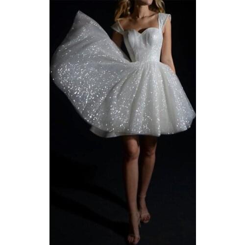 White Homecoming Dresses Sequins A Line Dance Queen Dresses Elegant Wedding Evening Dresses Return to Home Dresses Prom Dresses