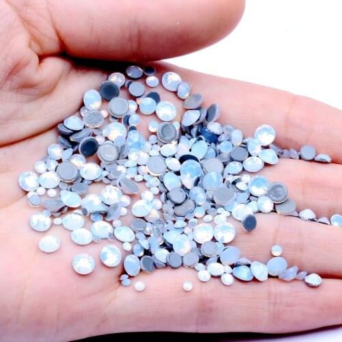 WHITE OPAL Color Hotfix Strass Rhinestones Flatback Glue Backing Iron On Glass Stones Appliques For Fabric Garments Supplies