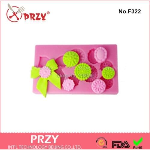 Free shipping Buttons bowknot Shaped silicone fondant Cake decoration mold soap mold 100% food grade raw material Jelly mold