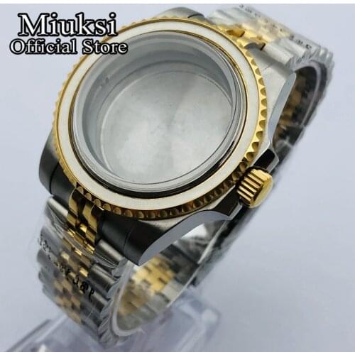 Miuksi 40mm sapphire glass jubilee bracelet case fit ETA 2836 NH35 NH36 Mingzhu DG2813 3804 Miyota 8205 8215 821A movement