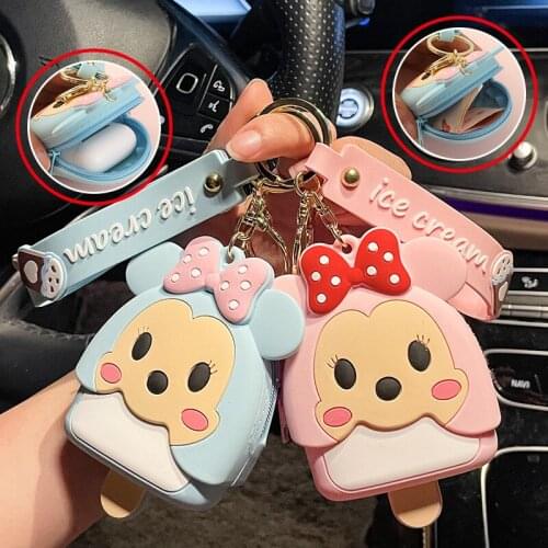 Disney Mickey Mouse Coin Purse Figure Toys Mickey Mouse Minnie Keychain Baby boys girls Anime Storage Bag Toys Christmas Gifts