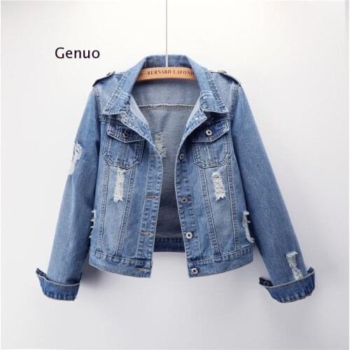 Spring And Autumn Large Size XL-5XL Womens Denim Jacket Classic Casual Long Sleeve Pocket Plus Size Female Coats Jackets