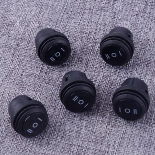 DWCX 5pcs 3 Pin Waterproof 3 Position Round Shape 3 Pin On-Off-On Snap-in Round Rocker Switch SPDT for Car Boat Power Control