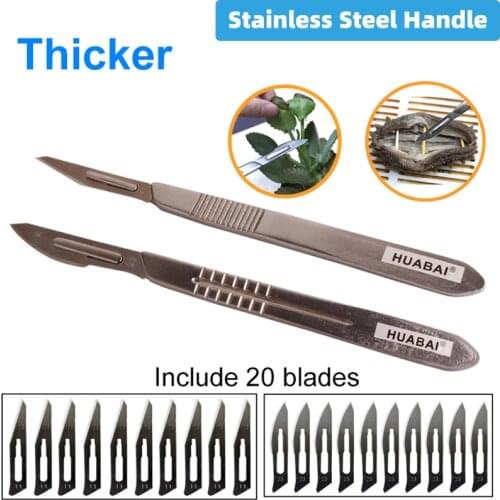 20p/10p 11# 23# Carbon Steel Surgical Scalpel Blades + 1p Stainless Steel Handle Scalpel DIY Cutting Tool Repair Surgical Knife