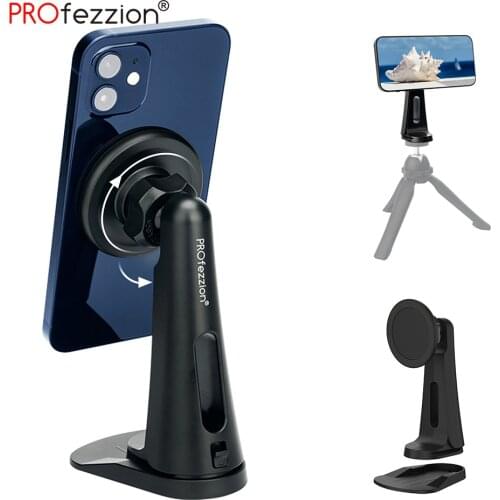 Multi-Use Magnetic Mobile Phone Holder Support 1/4"-20 Thread Tripod for iPhone 12 Series and Other Device with MagSafe Function